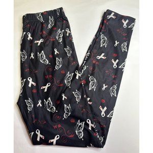 White Awareness Ribbon With Roses And Butterflies Buttery Soft Boutique Leggings